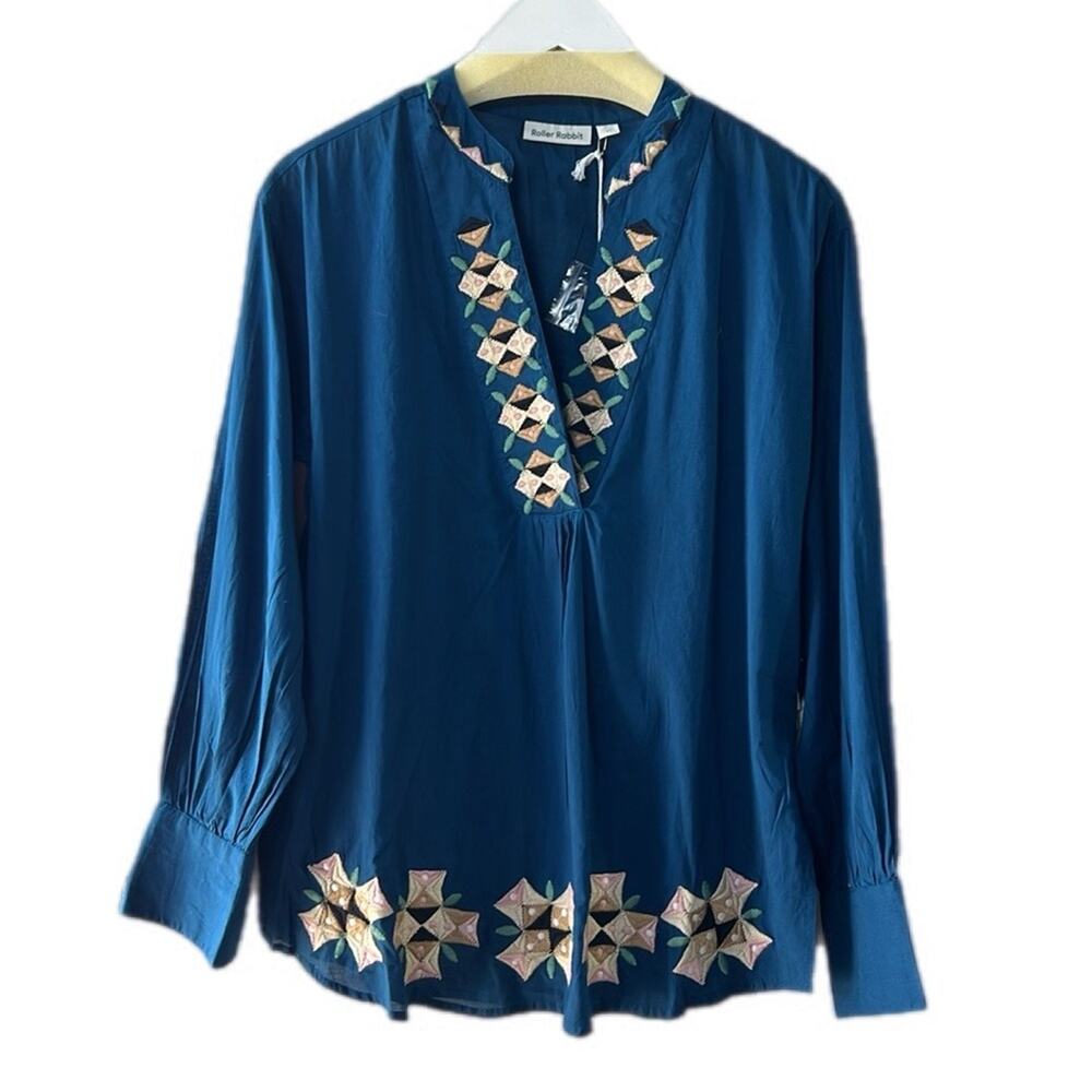 Roller Rabbit Tallulah Blouse XS New Cotton Top Shirt